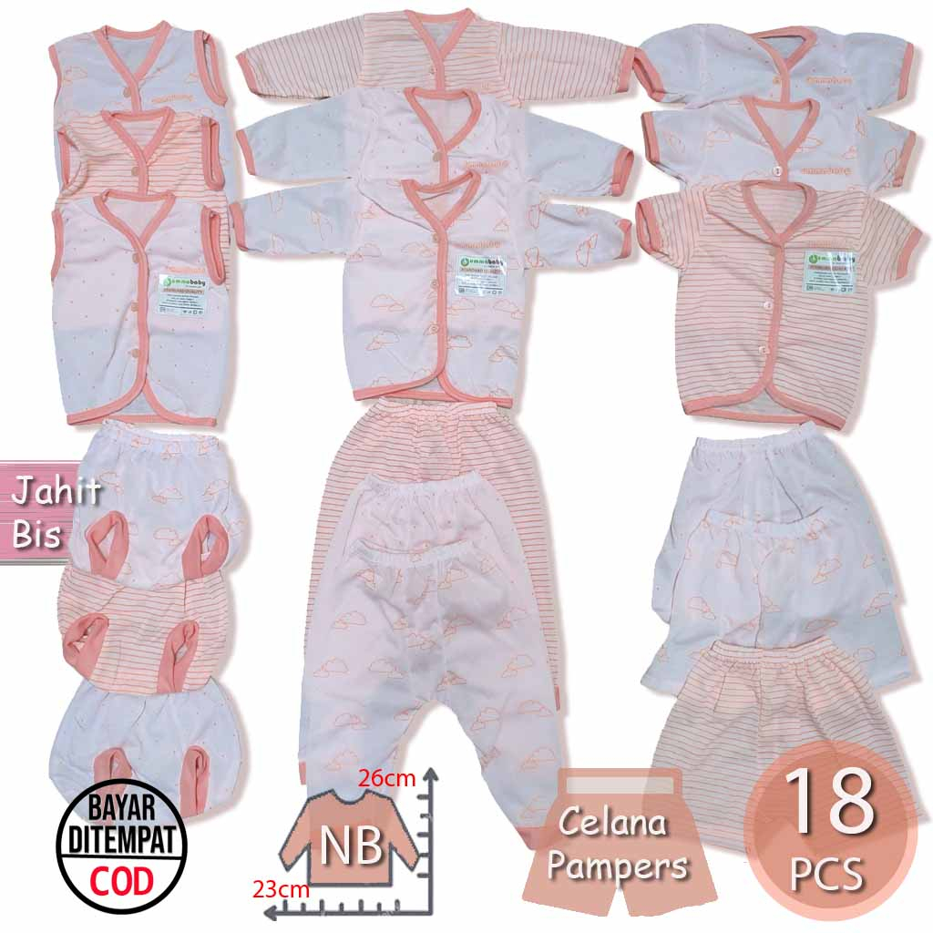 18 Pcs Peach Monochrome Baju Bayi Celana Bayi Setelan Bayi Baju Bayi Newborn Baju Bayi Baru Lahir Atasan Bayi Baju Bayi Kado Murah Baju Bayi Lucu Baju Bayi Seri Ekonomis Gift Set