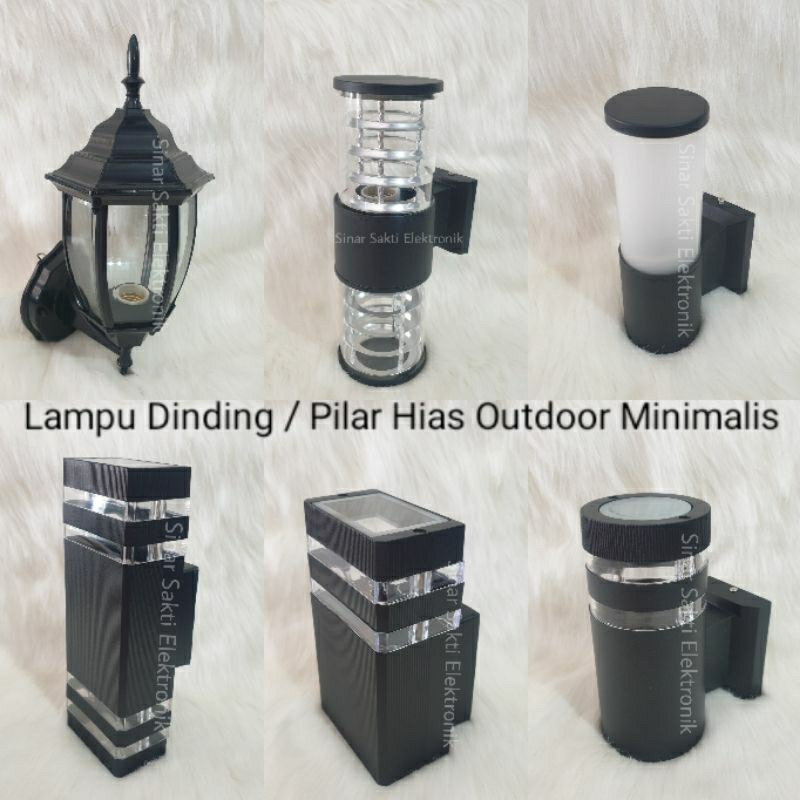 Lampu Dinding Pilar / Lampu Dekor Hias Outdoor Minimalis Modern Kotak Bulat Fitting Tempel