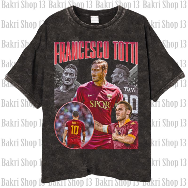 Italia Francesco TOTTI T-shirt/Kaos Bola Vintage Francesco Totti AS Roma Unisex