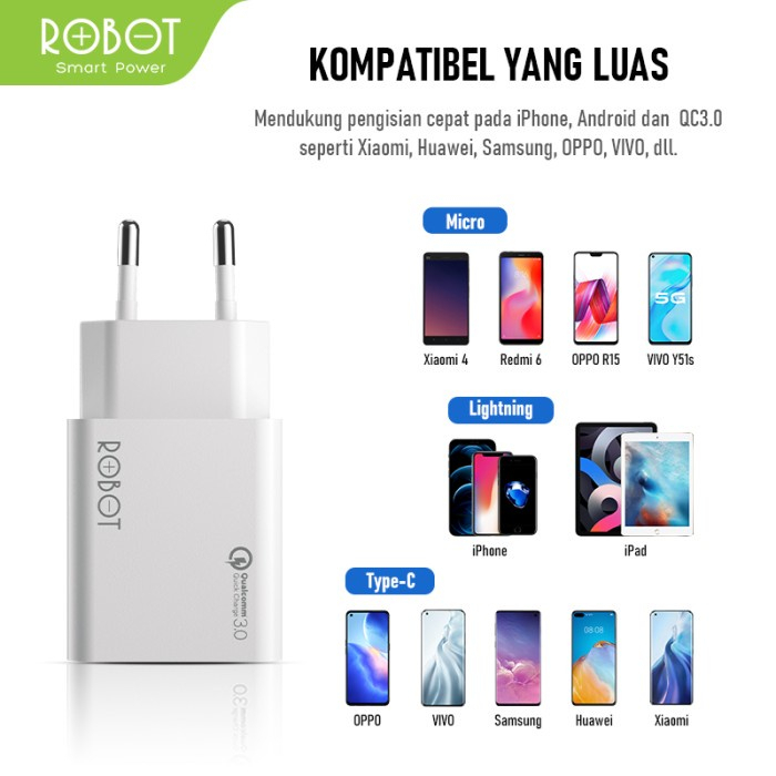 Adaptor Charger Robot 2 Port USB 18W 3A Fast Charging Batok Kepala Casan 3 Ampere Quick Charge BY.MINIGO