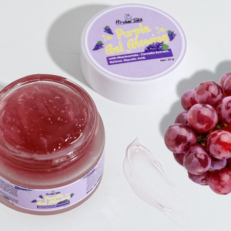 JELLY GLOWING PURPLE GEL HERBAL TETEH [BPOM] MENCERAHKAN WAJAH MELEMBABKAN| MEREDAKAN JERAWAT KEMERAHAN 15gr