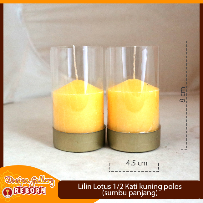 Lilin Sembahyang Kuning Polos Puja Altar Pilar 1/4 Kati Panjang