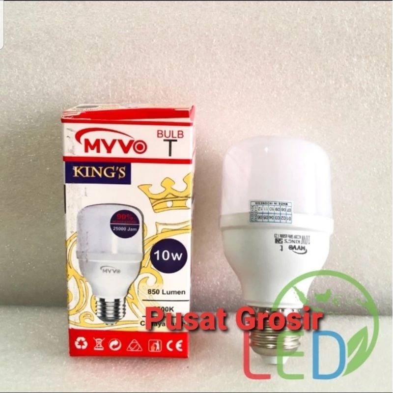 Lampu Led MYVO KING 10 Watt 10W Cahaya Putih 6500K &amp; Cahaya Kuning 3000K Garansi 1 Tahun