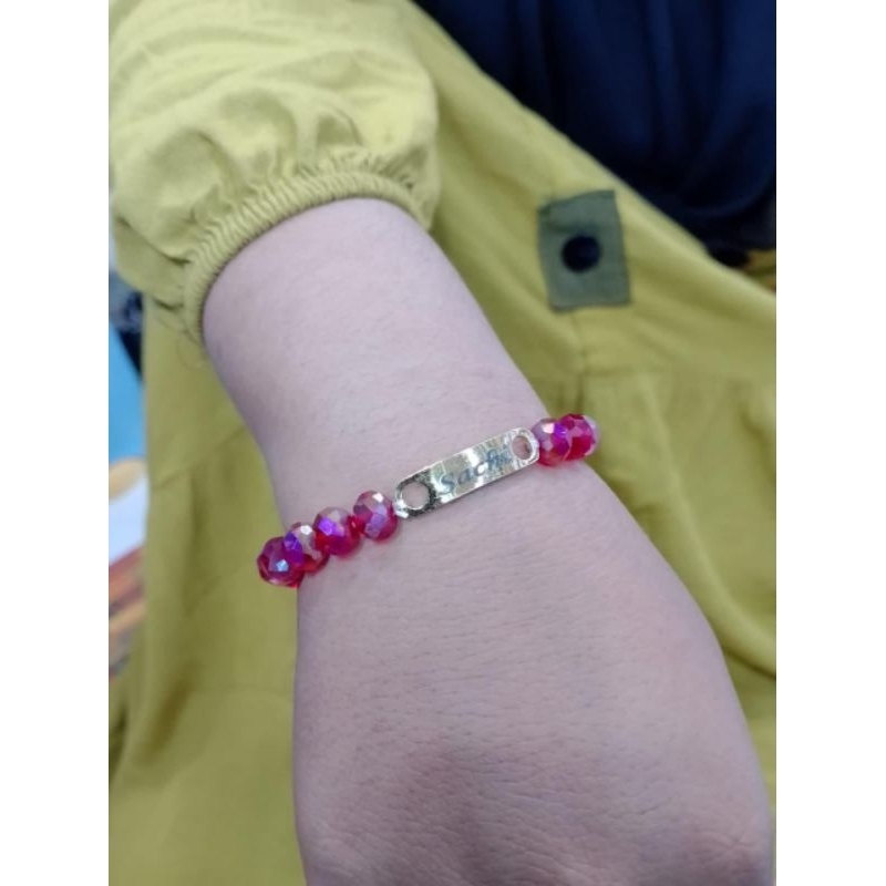 gelang cristal titanium grafir nama coustom