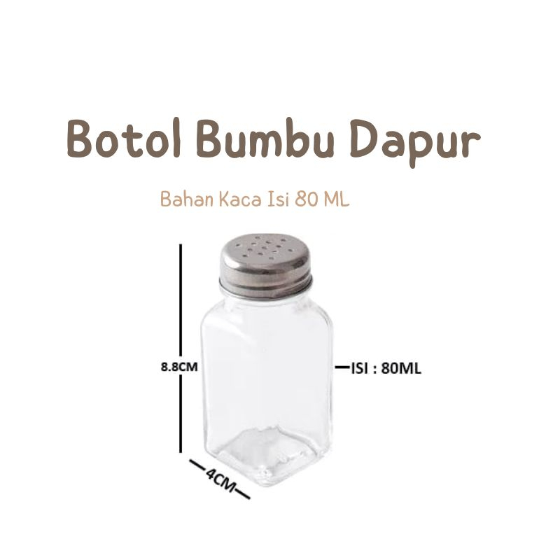 BU80-Botol Bumbu Kaca Tempat Aneka Bumbu Garam Lada