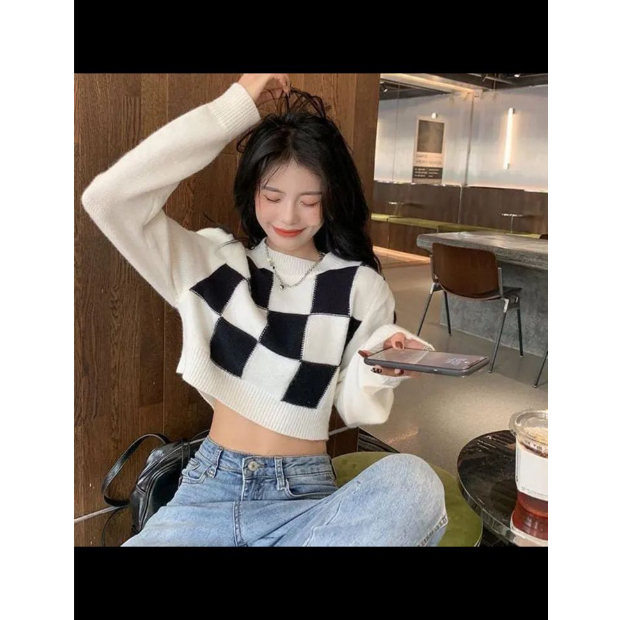 Sweater Yiko Crop Knite Rajut Terbaru