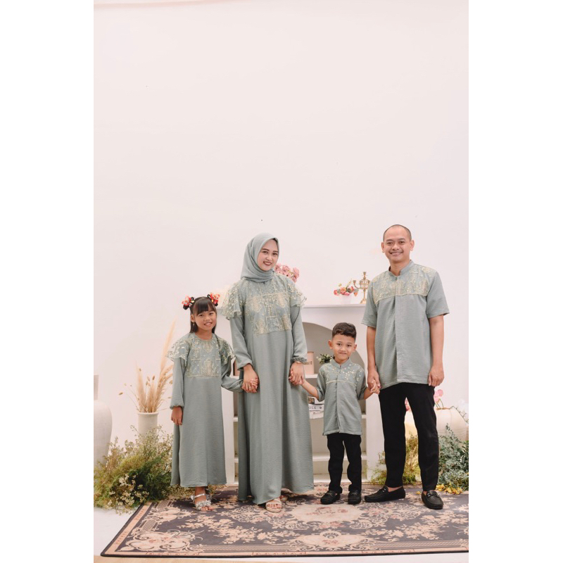 Almahyra Family Set in Sage Green | sarimbit lebaran | Raya Collection | baju set keluarga
