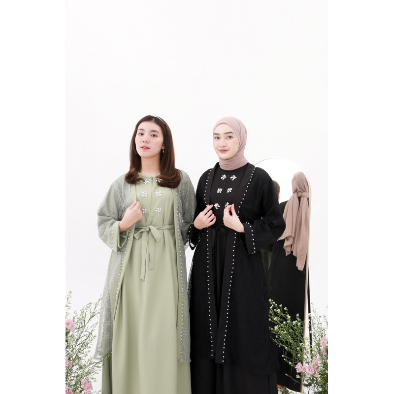 Artemis Fashion~ SHENA MAXI DRESS (Outer &amp; inner terpisah)- Gamis Brukat Mutiara Pesta