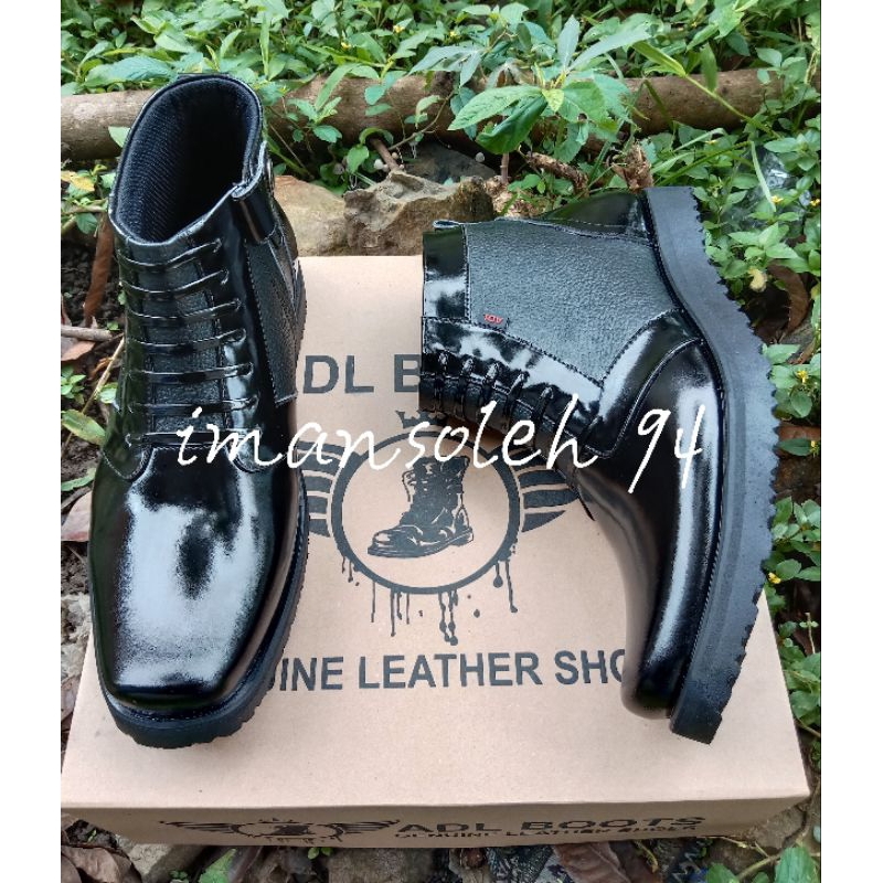 SEPATU PDH KULIT ASLI KILAP MIX DOFF CLASSIC MERK ADL BOOTS