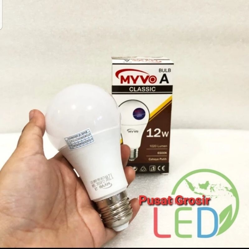 Lampu Led MYVO CLASSIC 12 Watt 12W Bergaransi 1 Tahun Cahaya Putih Dan Kuning Super Terang