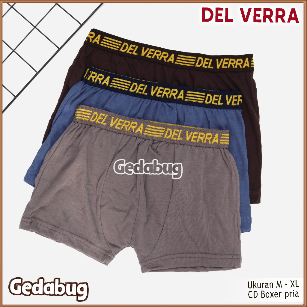 3 Pcs - CD Boxer Pria DEL VERRA | Celana dalam pria Boxer Supersoft | Gedabug