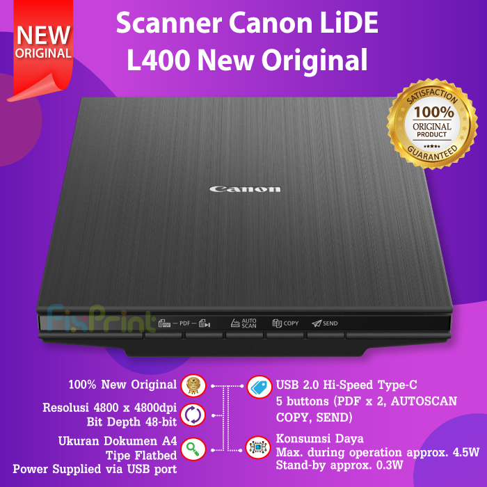 Scanner Canon LiDE L400, Scanner Flatbed CanoSacan LiDE 400 New Original