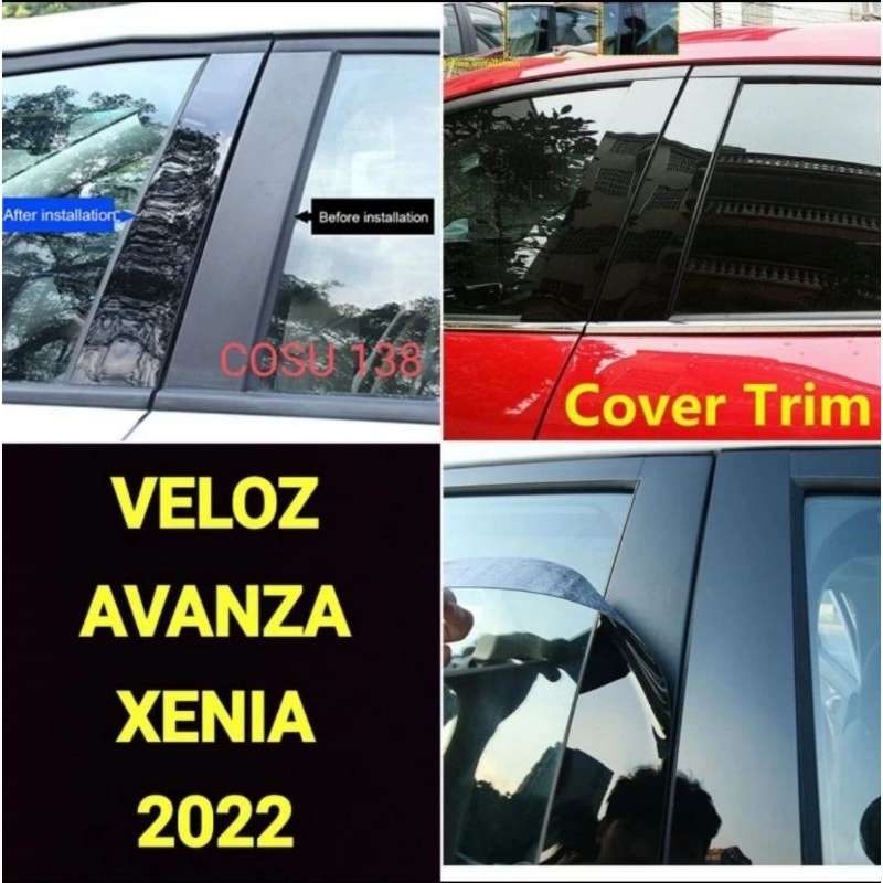 Sticker Stiker Pintu Pilar Avanza Veloz Xenia 2022 Piano Black Hitam Glossy
