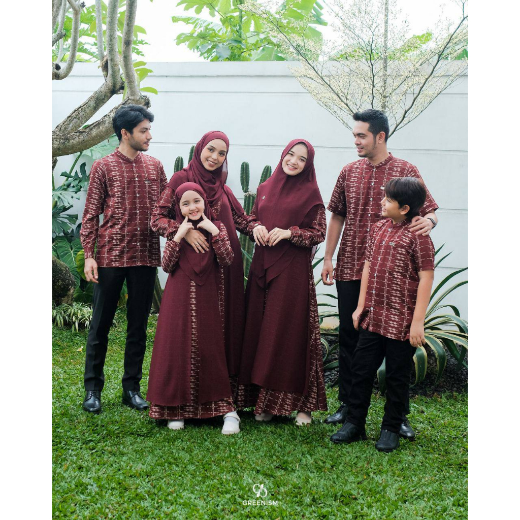 Greenism Sarimbit Amarasi (Maroon) Quality Premium Syar'i - Family Set