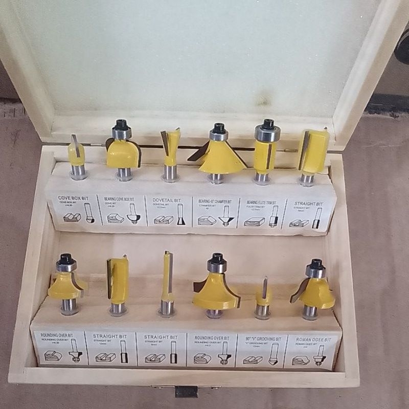 BESTTOOLS mata profil set 12 pcs mata router bits set 6.35mm