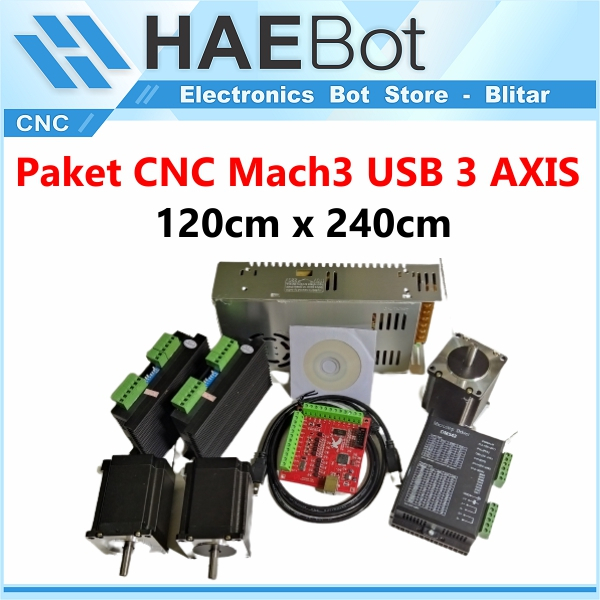 [HAEBOT] Paket CNC Mach3 USB Set 3 DM542 Nema 23 1.89Nm Stepper PSU Bitsensor Router Engraver Laser CO2 24V 15A Milling Elektronik Mesin Ukir Driver Motor Set Mach 3