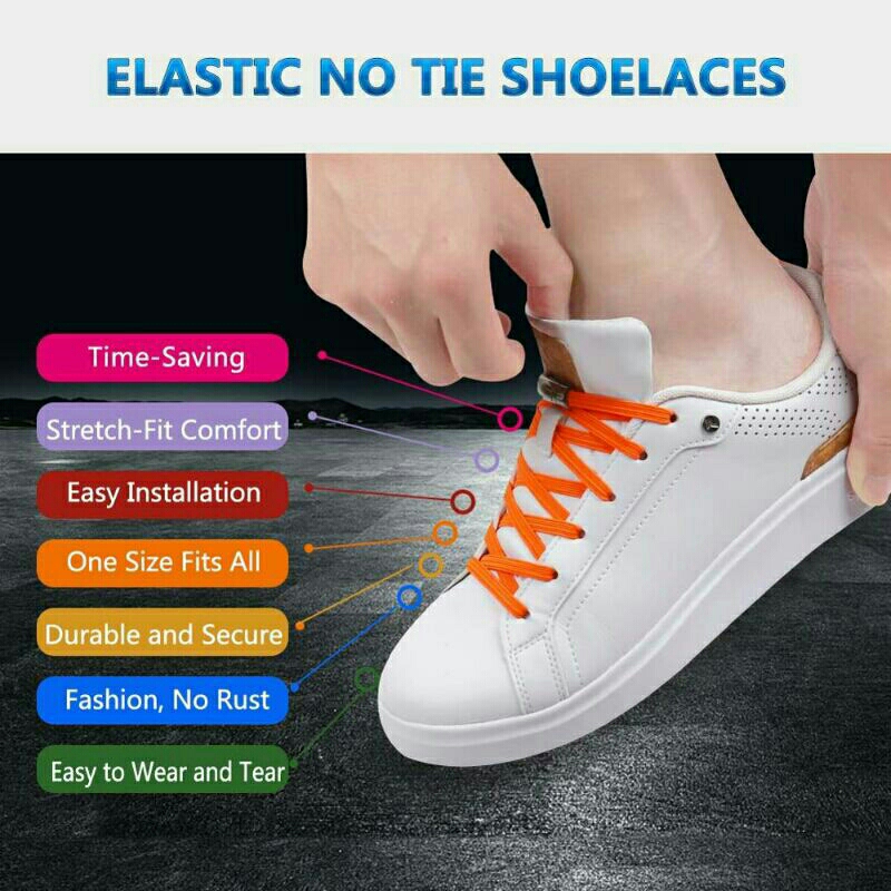 Tali Sepatu Magnetic Lazy Lace No Tie Shoelaces 1 Pair t9 Black