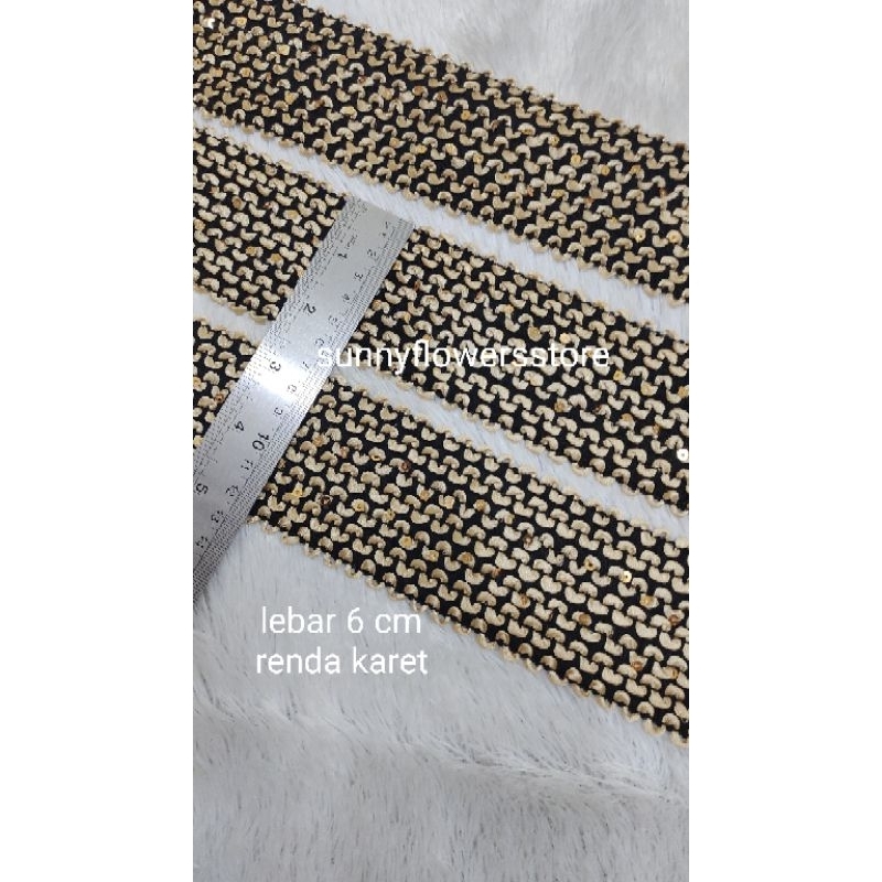 renda karet motif sisik lebar 6 cm 1 meter