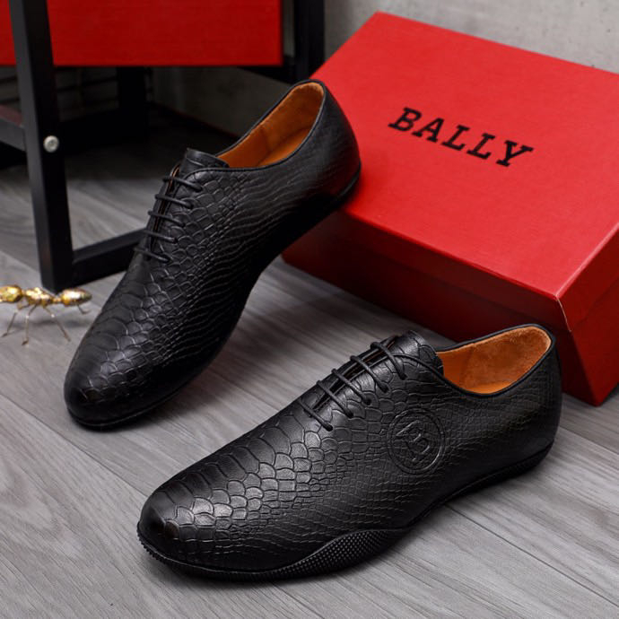 BALLY Men's Leather Shoes Snake Pattern Leather Shoes
