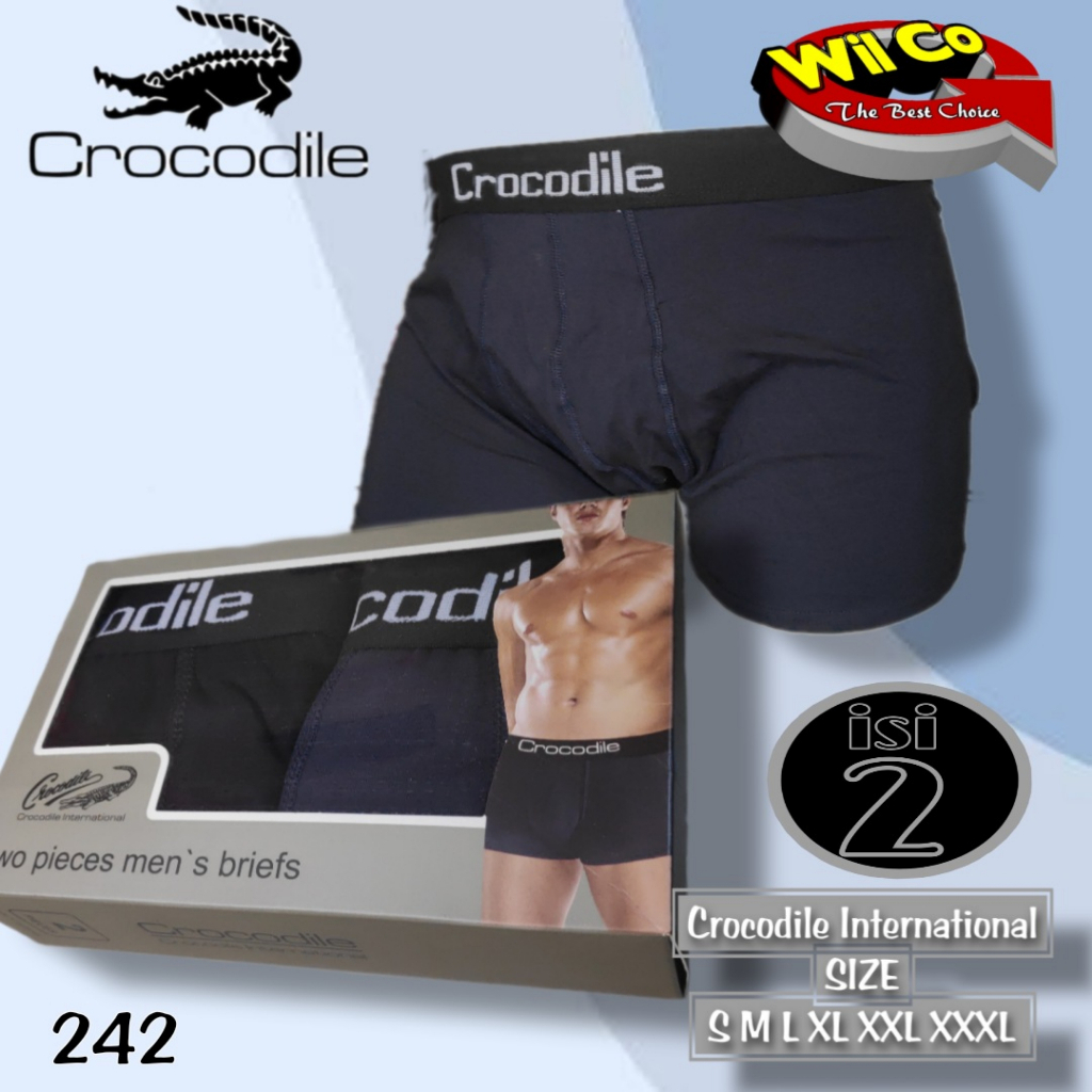 K242D - (DIJUAL PER 1 BOX ISI 2 Pcs) CELANA DALAM BOXER PRIA CROCODILE SIZE S - 3XL