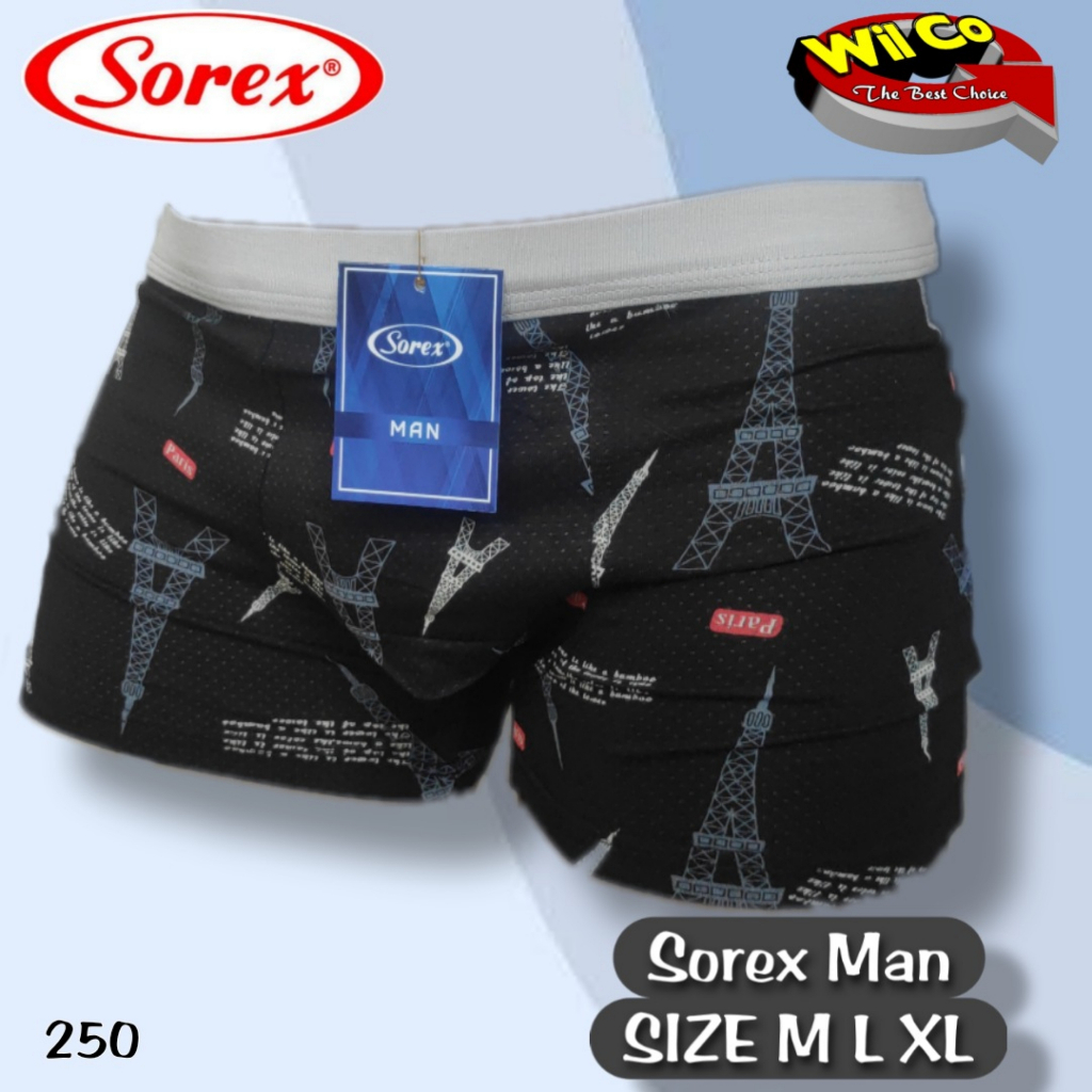 K250D - (DIJUAL PER 2 Pcs) CELANA DALAM BOXER PRIA SOREX DENGAN GAYA MODERN SIZE M - XL