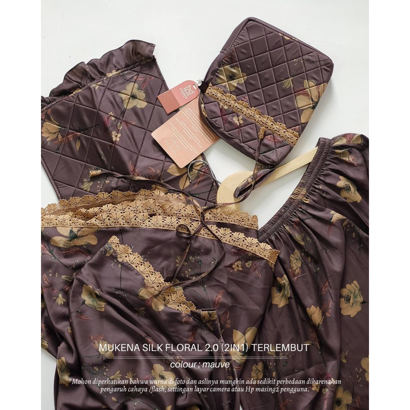 MUKENA MAISARA PREMIUM BAHAN SILK WARNA FLORAL MAUVE