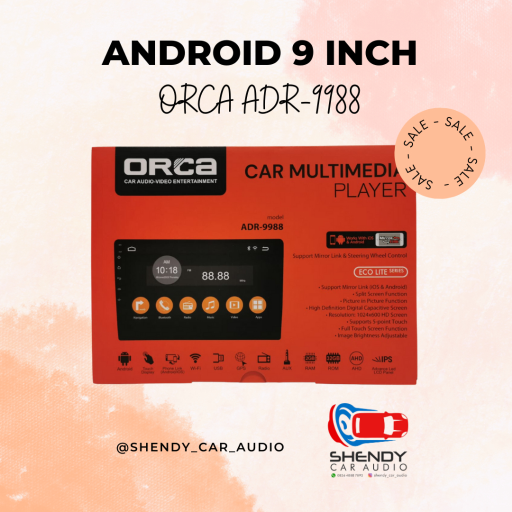 Head Unit Android Orca Eco Lite ADR-9988 9 inch