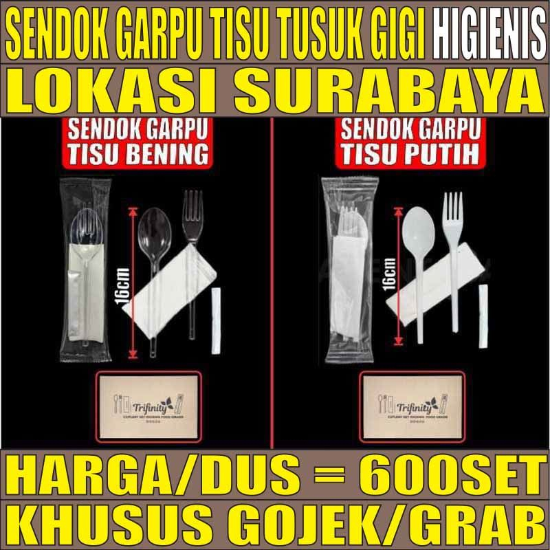 Sendok Garpu Tisu Tusuk gigi Dus Higienis Tissue Steril Bungkus Plastik Trifinity Khusus Gojek SBY