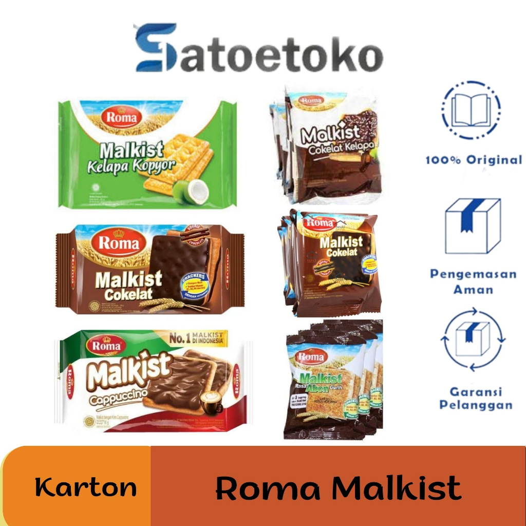 

ROMA MALKIST (2 RASA COKLAT KELAPA, ABON, CAPPUCCINO, COKLAT, KELAPA KOPYOR)