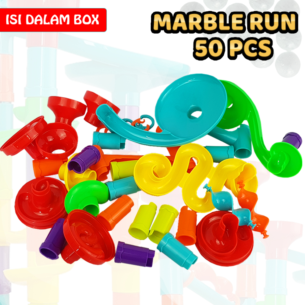 Mainan Bola Pipa Marble Run Isi 50PCS / Pipeline Toys Set / Pipa Seluncur Kelereng 8803