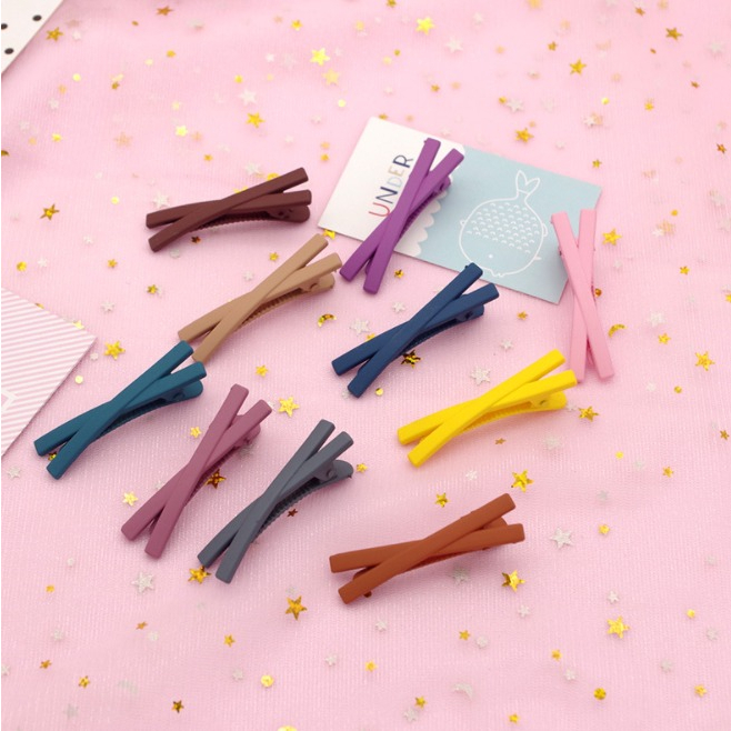 DOMMO - D6134 Hair Pin Cross F5109 / Jepit Rambut Gaya Korea Matte Warna Warni /Jepit Rambut Silang Warna Warni / Korean Hairclip