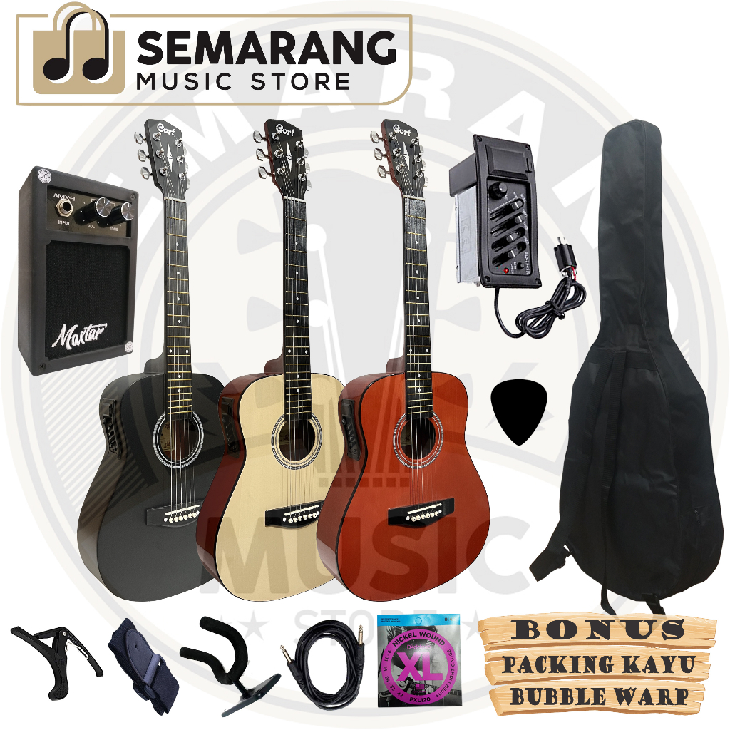 Gitar Akustik Elektrik ¾  Cort Custom Tanam Besi Gitar 3/4 Cort Custom Termurah Eq 7545R Paket Super Komplit