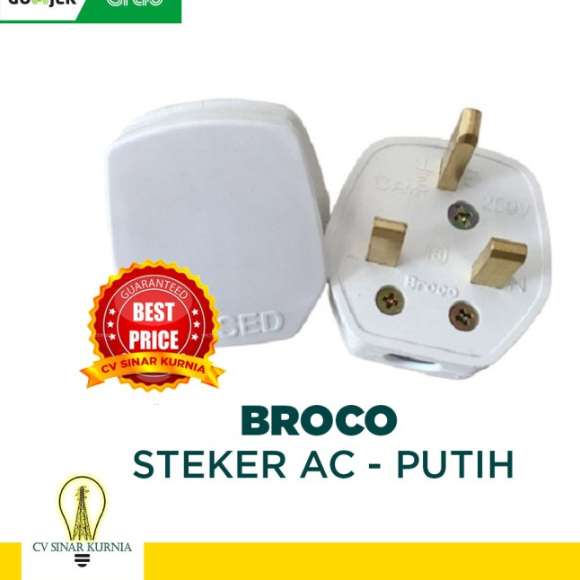 STEKER AC ARDE 7110 BROCO - COLOKAN 3 - PUTIH SNI