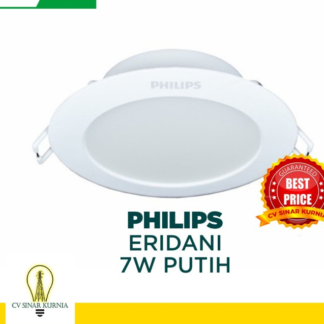 Downlight LED Philips Eridani DL190B LED6 D100 7W WH SNI - PUTIH GROSIR