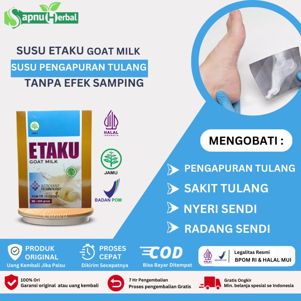 Sapnu Herbal - Susu Untuk Pengapuran Tulang, Susu Kesehatan Tulang & Sendi, Pengapuran Tulang Lansia