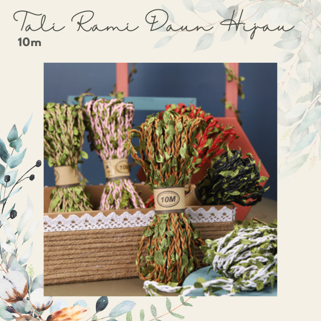 

Tali Rami Daun / Pita Rami Kepang Dekorasi / Tali Goni Daun / Jute Leaf Rope 10m