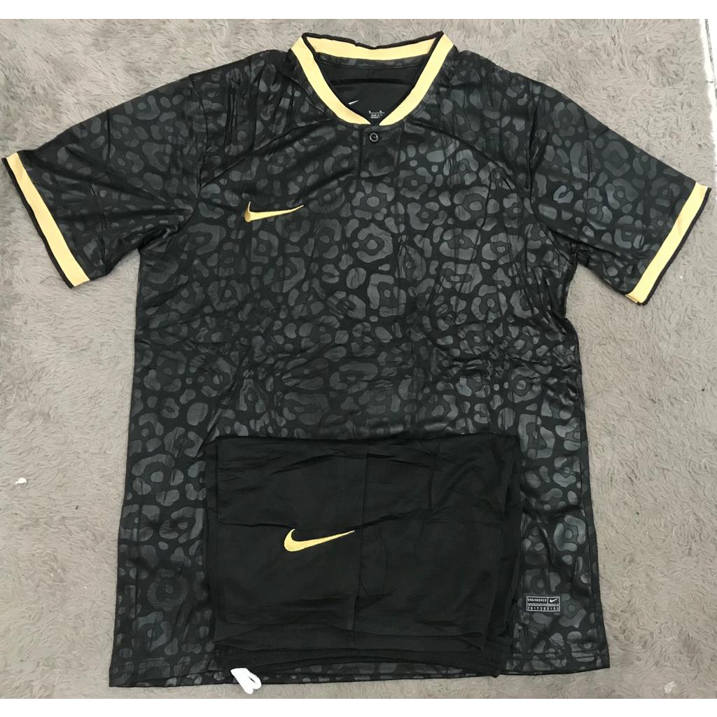 SETELAN BAJU FUTSAL SEPAK BOLA HITAM LIST COKLAT GRADE ORI IMPORT