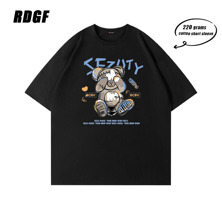 RDGF Kaos boneka beruang kaos hitam pria kaos cowok keren kemeja leher bulat PRIA &amp; WANITA (UNISEX)