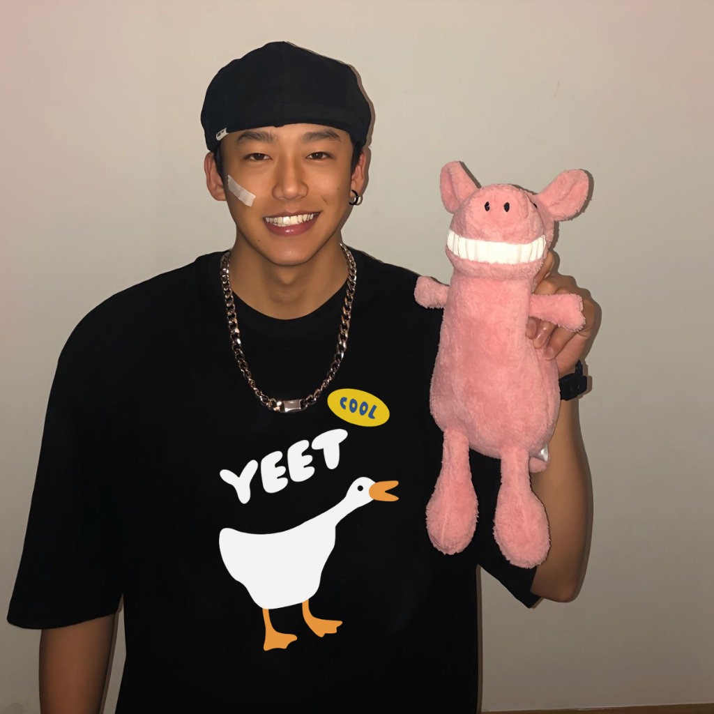 RDGF kemeja leher bulat pakaian sederhana kaos cetak bebek kaos hitam  PRIA &amp; WANITA (UNISEX)