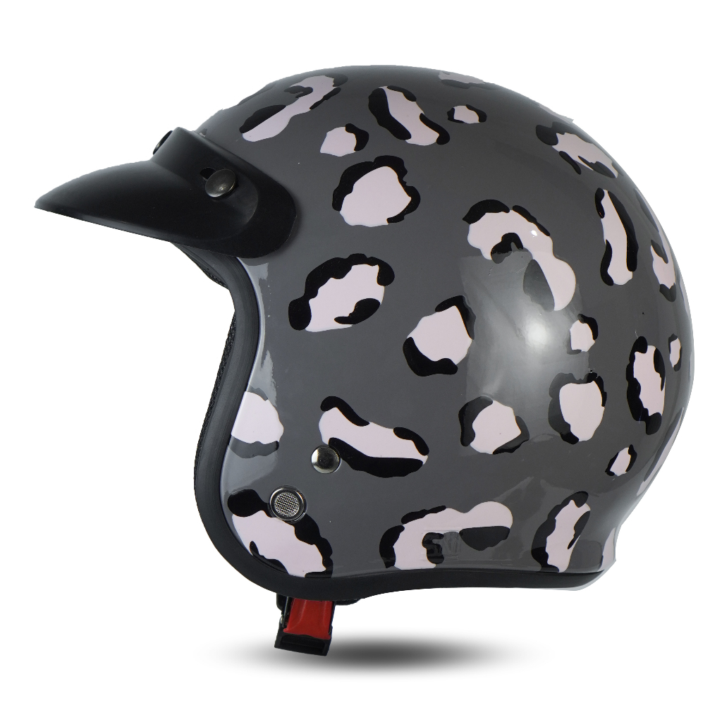 Helm Bogo Dewasa Aesthetic Wanita SNI Premium Leopard Grey