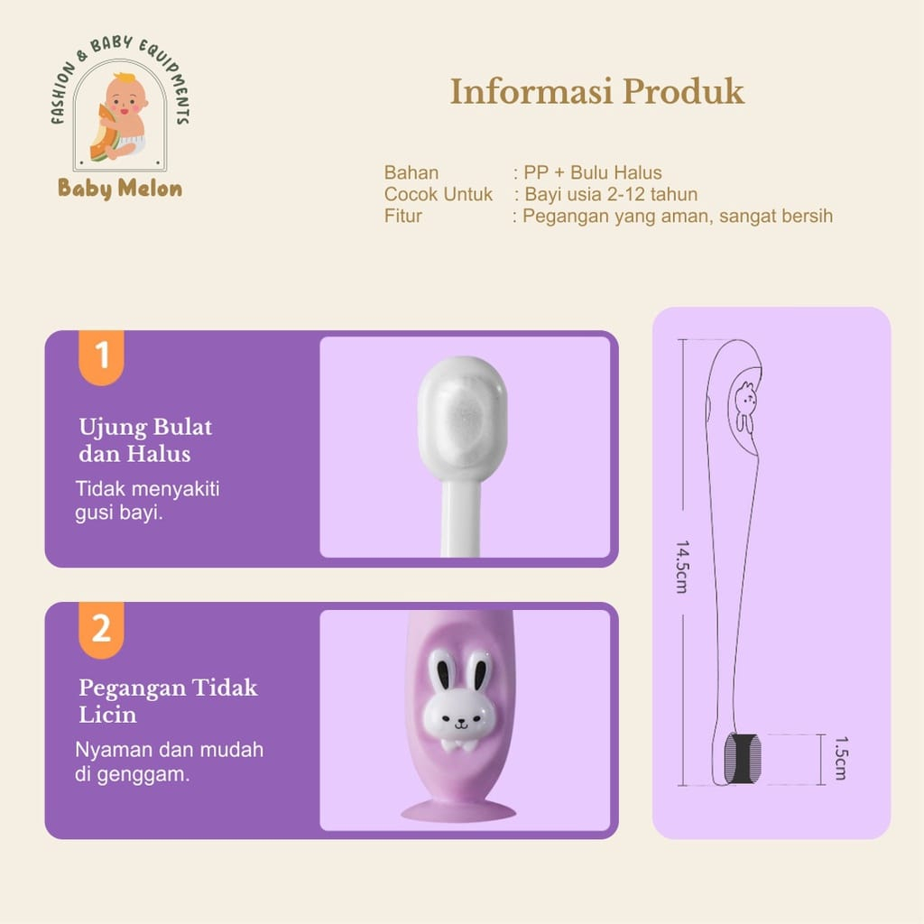 Sikat Gigi Bayi / Sikat Gigi Anak Bulu Halus Lembut / Training Tooth Brush Karakter Kelinci
