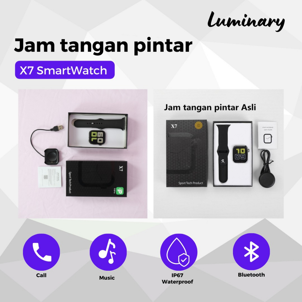 SmartWatch Smart Watch X7 Jam Tangan Pintar Sport Fitness Digital Bluetooth Layar Sentuh touch screen touchscreen Pria Wanita Anti Air Waterproof Tahan Air Dengan Pedometer Heart Rate Monitor pengukur detak jantung penghitung langkah dan kalori olahraga