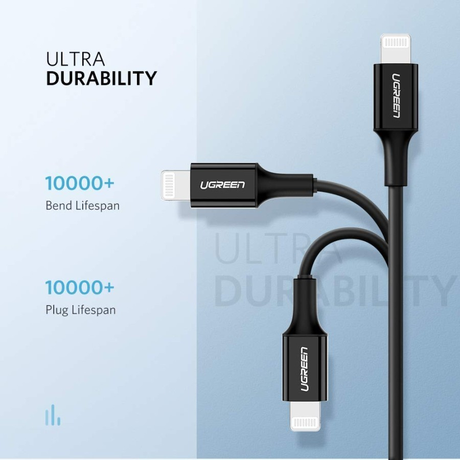 UGREEN Kabel Charger MFI Untuk Iphone 12 13 Pro Max USB C To Lightning Cable Data PD Fast Charging 20W US304