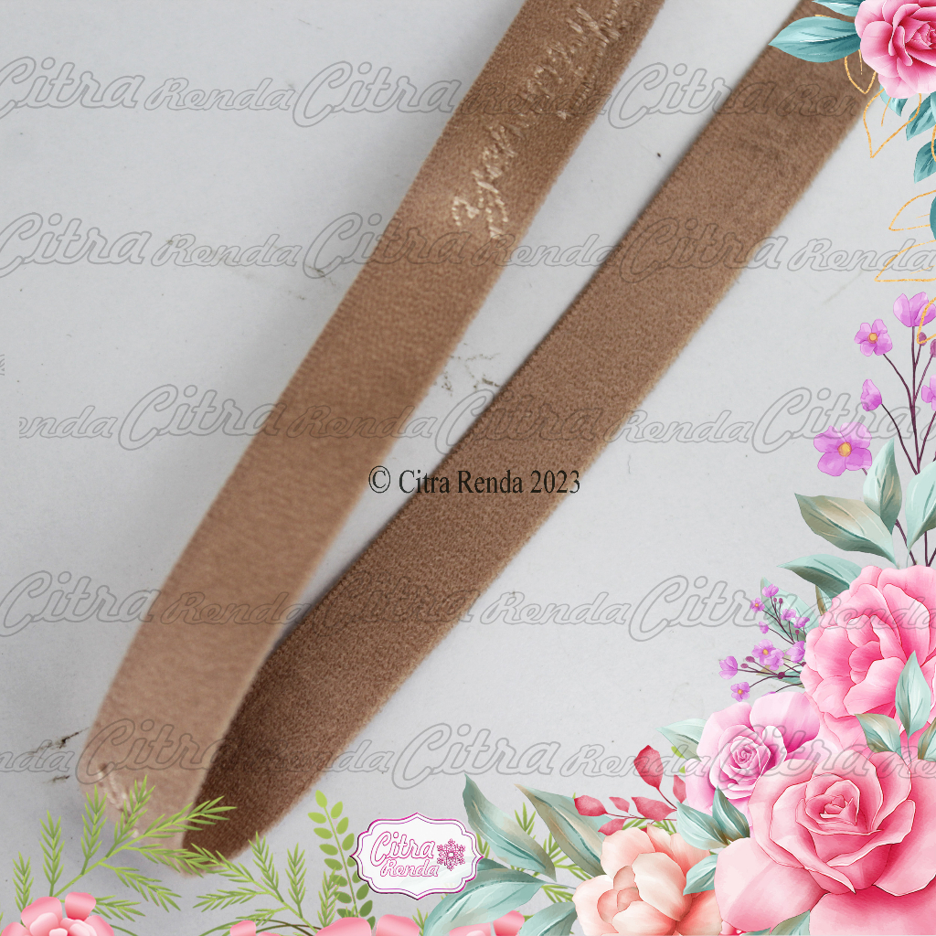 (Per Meter) KRB211 Tali Elastis Karet Bra Tali Bra Cokelat Muda Lebar 1,1Cm