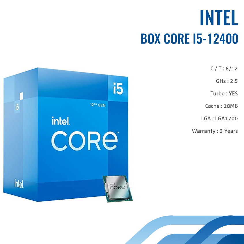 Processor Intel i5 12400 BOX prosesor LGA 1700 resmi 3TH