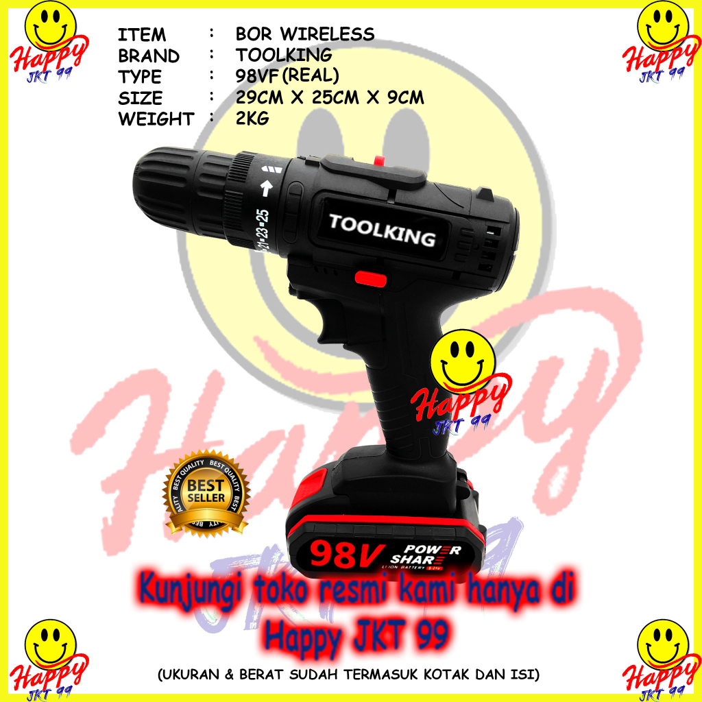 [ HAPPY JKT 99 ] BOR BATERAI BOR DAMPAK MESIN BOR CORDLESS BOR LISTRIK BETON BESI KAYU FULLSET PILIHAN BOR TANPA KABEL ORIGINAL