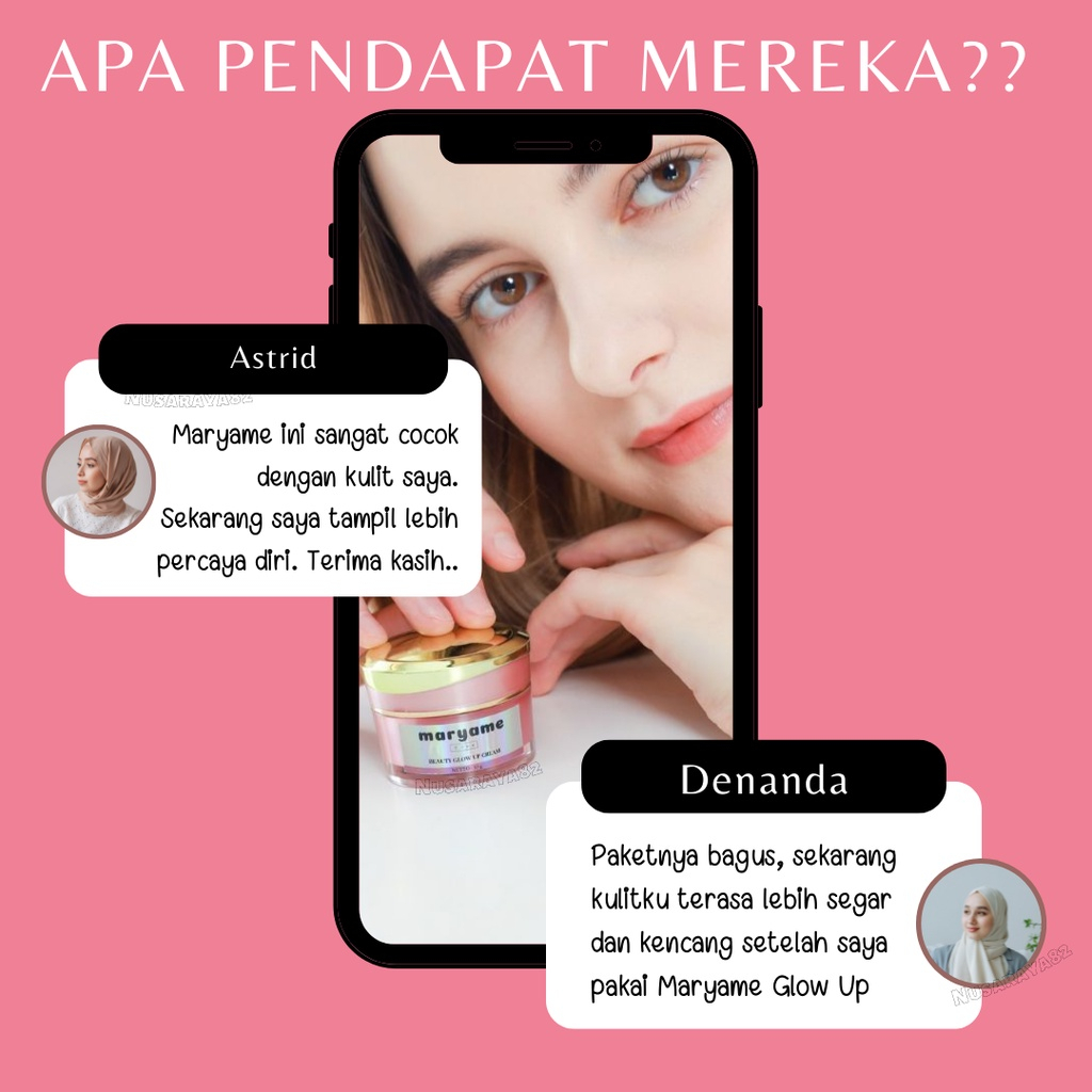 Skincare Maryame Beauty Glow Up Cream| Pencerah Wajah 5in1 |Serum Vitamin Moisturizer Day Cream Dan Sunscreen