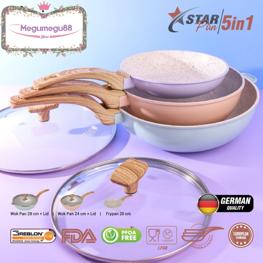 StarPan (6 Layer German Granite Grebon)/STEINCOOKWARE/Panci Set/PANCI/TEFLON/GREBLON/KUALI/PANCI IND