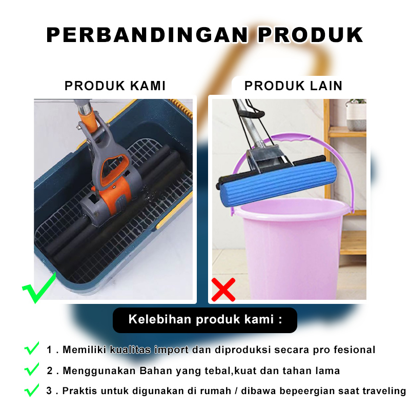 Luxuryparty Ember Air / Pel Ember Plastik / Pel Ember Plastik Portable Flat Mop / Ember Plastik / Ember Air PVA Mop / Cleaning Bucket Mop Kualitas Terbaik PBR-CD