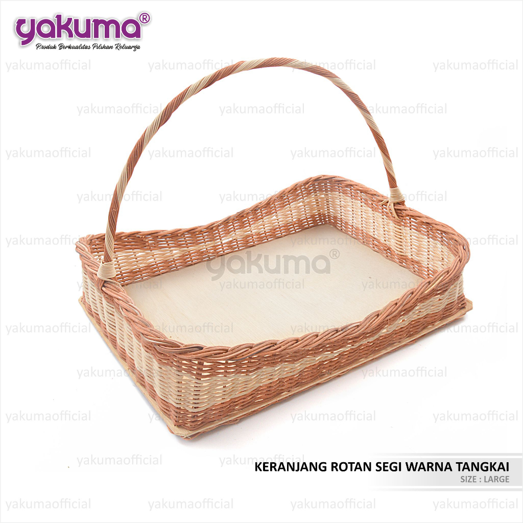 KERANJANG ROTAN PARCEL TANGKAI SEGI - LARGE